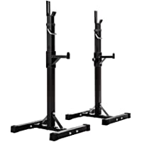 TecTake Soporte para Barra DE Pesas HALTERA Base Regulable | Regulable en Altura 12 Veces | Carga MAX. 100kg | Negro
